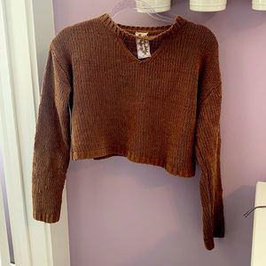 cropped keyhole sweater